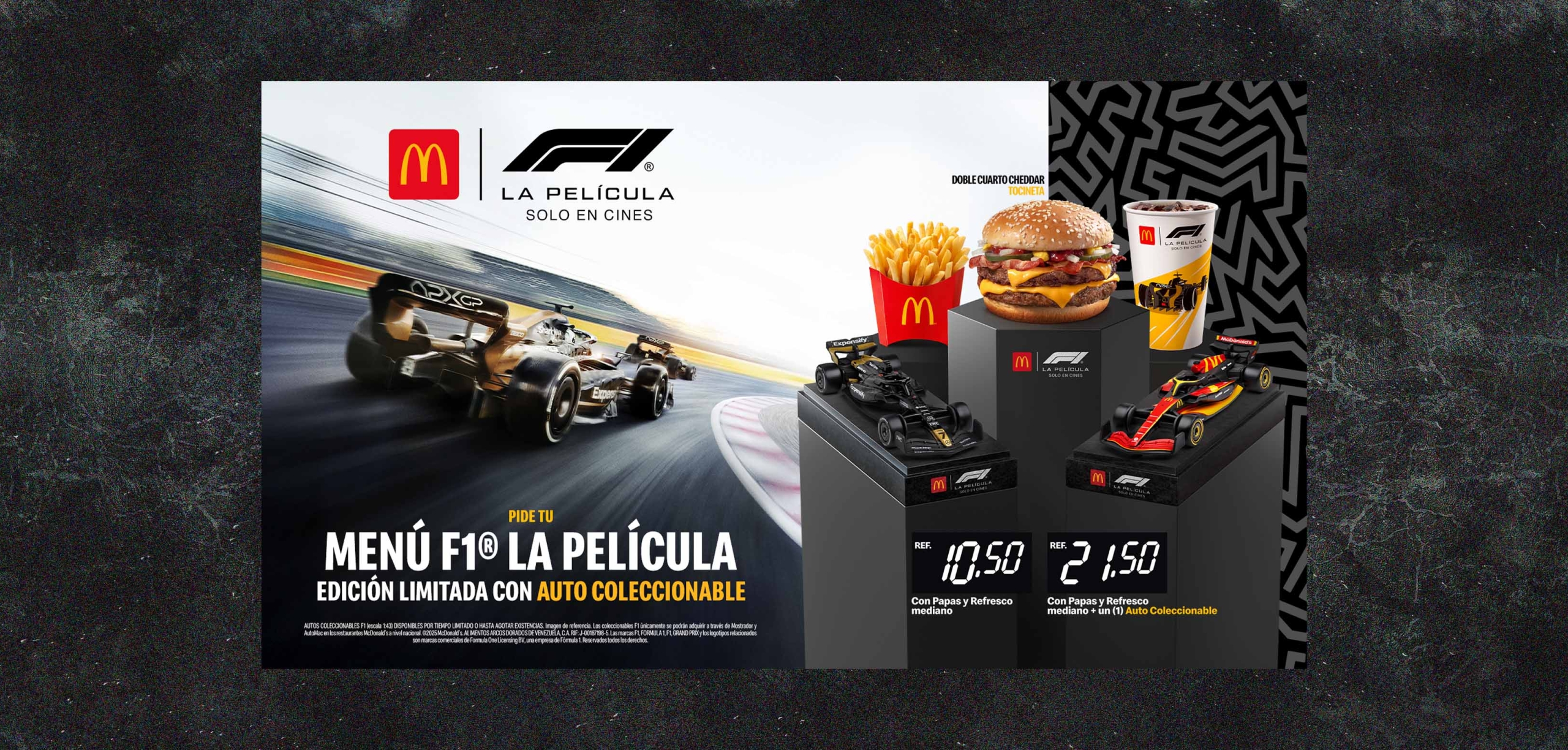 McDonald's trae a Venezuela su nuevo "Menú F1 La Película" con carros coleccionables de la película