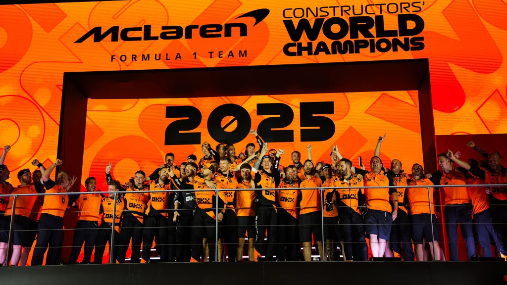 Oscar Piastri no estaba en el podio en el momento de la consagración de McLaren como campeón. Foto: F1