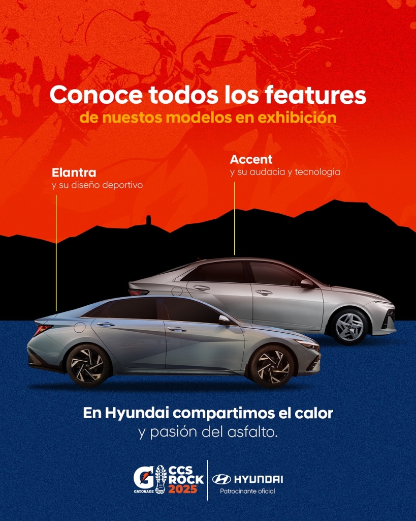 El Hyundai Accent y el Hyundai Elantra estarán en la Gatorade Caracas Rock 2025