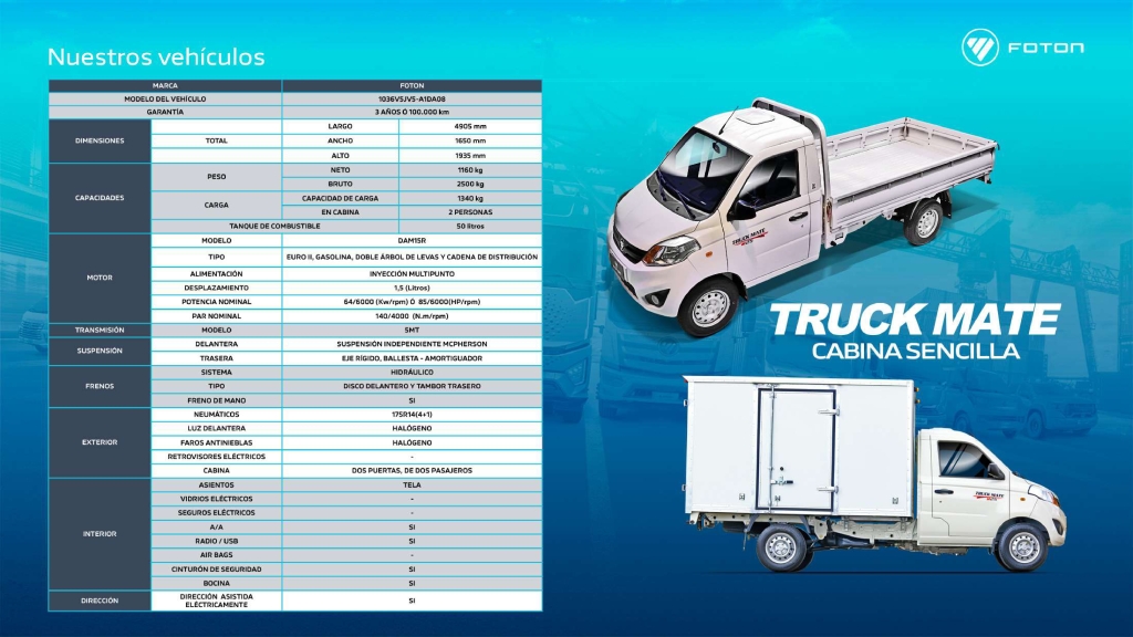 FOTON lidera el mercado de los camiones en Venezuela y un servicio postventa a la altura: estos son todos sus vehículos y sus precios