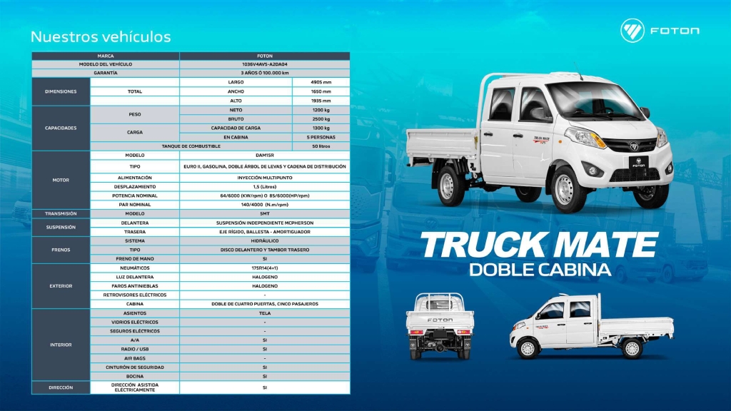 FOTON lidera el mercado de los camiones en Venezuela y un servicio postventa a la altura: estos son todos sus vehículos y sus precios